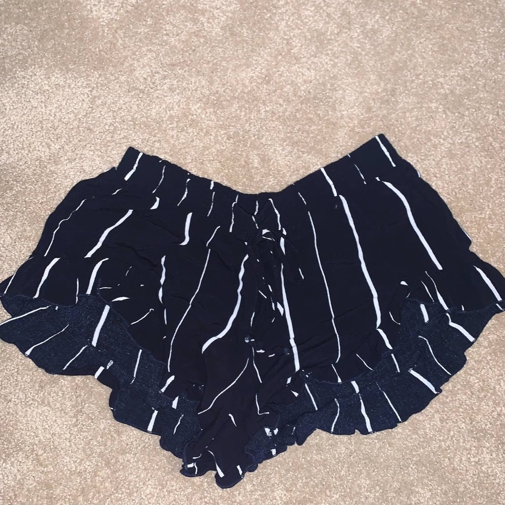 Black and White Striped Flowy Shorts